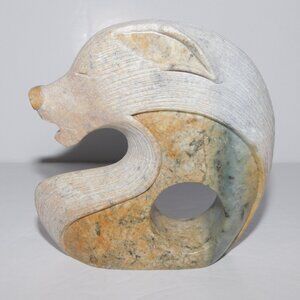 Bud Henry Native Indigenous  4" Carved Soapstone Howling Spirit Wolf ** READ
